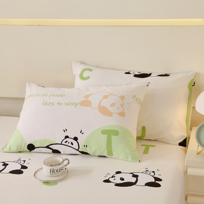 91家纺网 家纺一手货源 找家纺 金鑫汇家纺 2025新款13070全棉好卖花型套件系列-单枕套 可爱熊猫