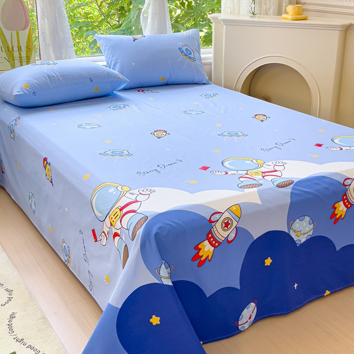 91家纺网 家纺一手货源 找家纺 金鑫汇家纺 2025新款13070全棉好卖花型套件系列-单床单（花型更好卖，面料更厚实，退货率低） 翱翔太空