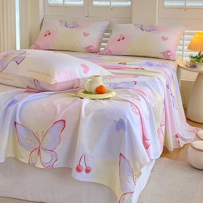 91家纺网 家纺一手货源 找家纺 金鑫汇家纺 2025新款13070全棉好卖花型套件系列-单床单（花型更好卖，面料更厚实，退货率低） 彩蝶飞舞