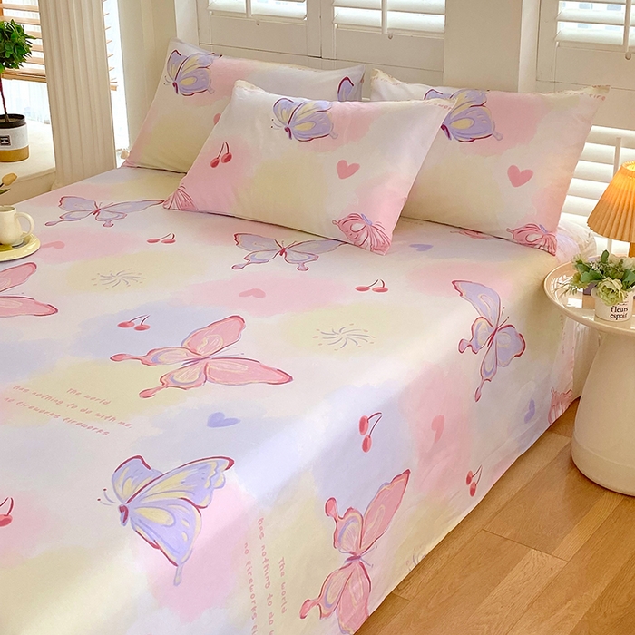 91家纺网 家纺一手货源 找家纺 金鑫汇家纺 2025新款13070全棉好卖花型套件系列-单床单（花型更好卖，面料更厚实，退货率低） 彩蝶飞舞