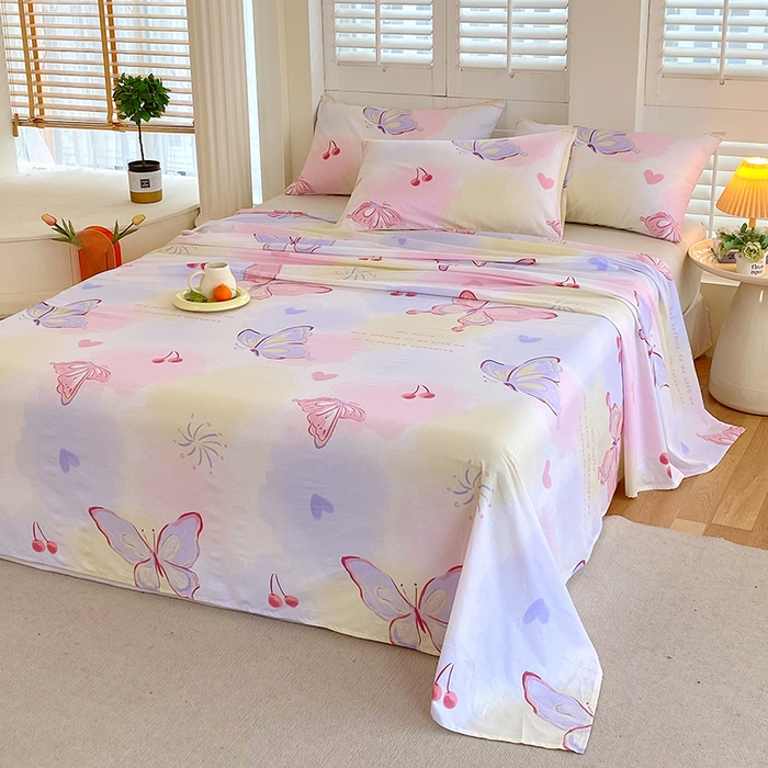 91家纺网 家纺一手货源 找家纺 金鑫汇家纺 2025新款13070全棉好卖花型套件系列-单床单（花型更好卖，面料更厚实，退货率低） 彩蝶飞舞