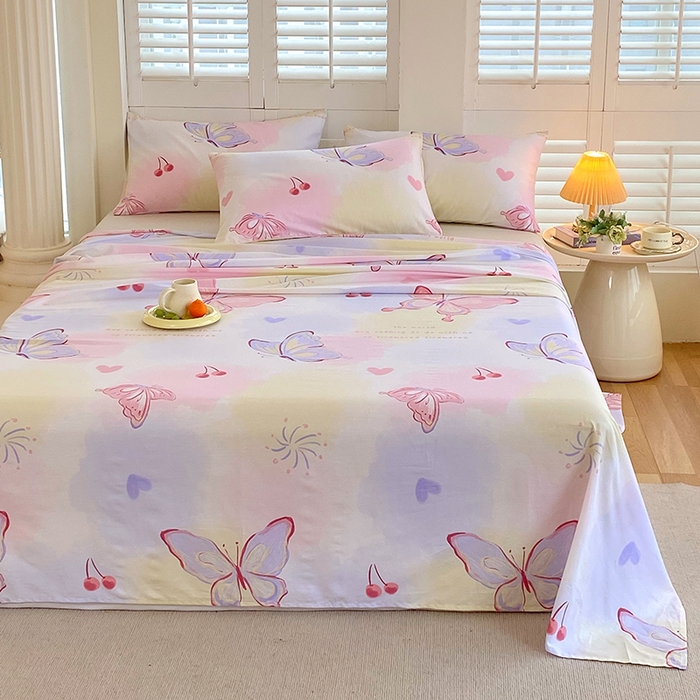 91家纺网 家纺一手货源 找家纺 金鑫汇家纺 2025新款13070全棉好卖花型套件系列-单床单（花型更好卖，面料更厚实，退货率低） 彩蝶飞舞