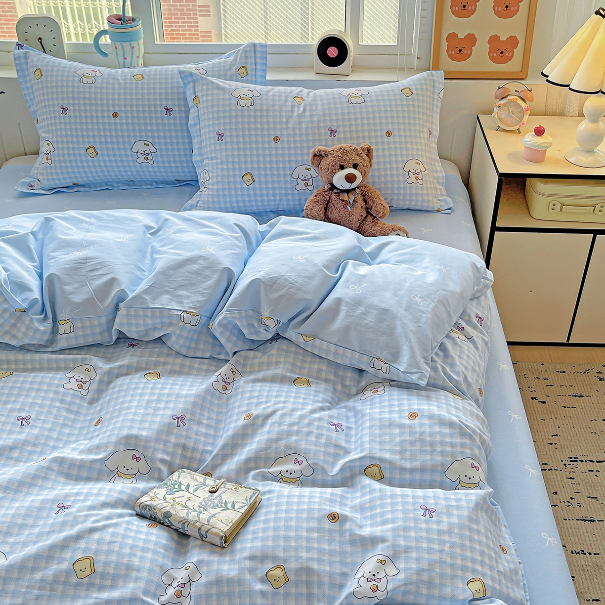 91家纺网 家纺一手货源 找家纺 恩泽2025全棉印花四件套 面包小狗