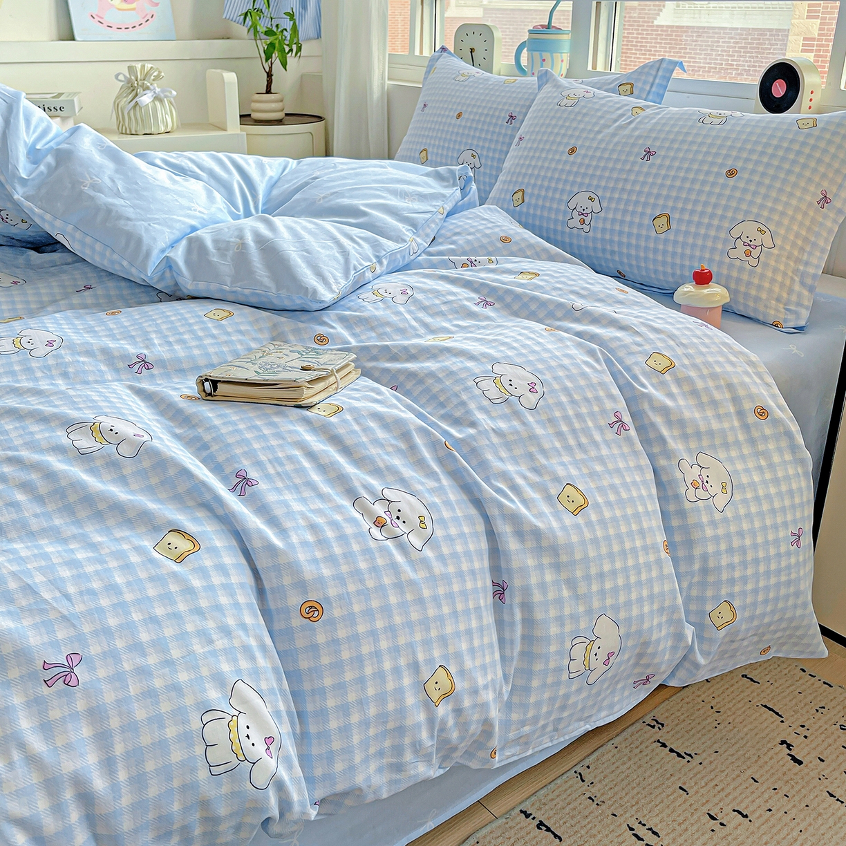 91家纺网 家纺一手货源 找家纺 恩泽2025全棉印花四件套 面包小狗