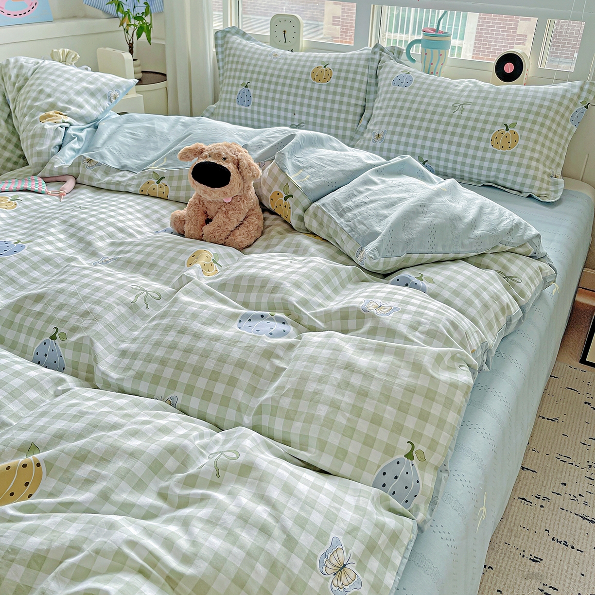 91家纺网 家纺一手货源 找家纺 恩泽2025全棉印花四件套 南瓜小贝