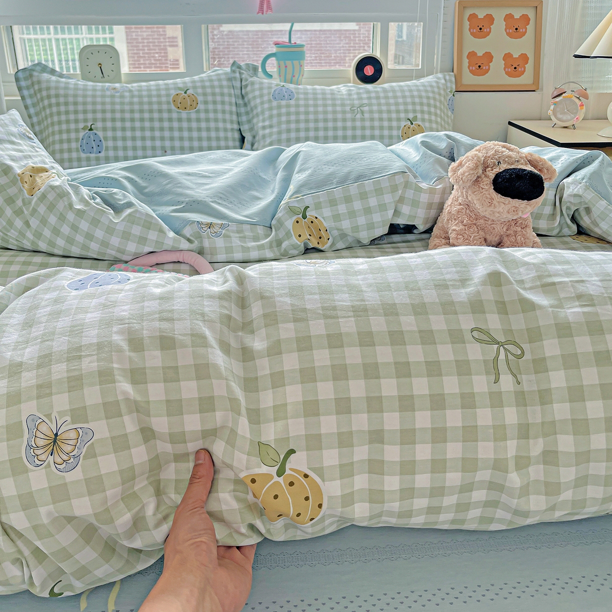 91家纺网 家纺一手货源 找家纺 恩泽2025全棉印花四件套 南瓜小贝