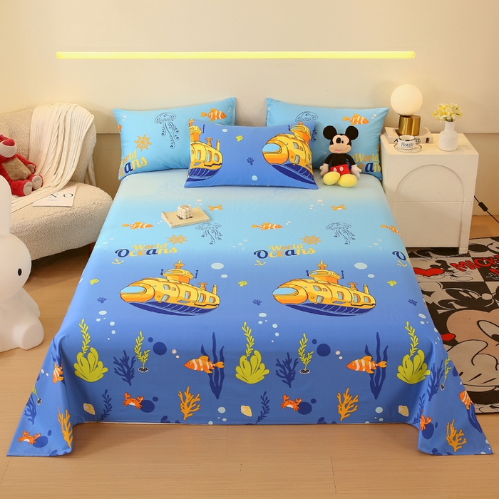 91家纺网 家纺一手货源 找家纺 金鑫汇家纺 2025新款13070全棉好卖花型套件系列-单床单（花型更好卖，面料更厚实，退货率低） 海底探秘