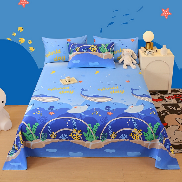 金鑫汇家纺 2025新款13070全棉好卖花型套件系列-单床单（花型更好卖，面料更厚实，退货率低） 海族馆