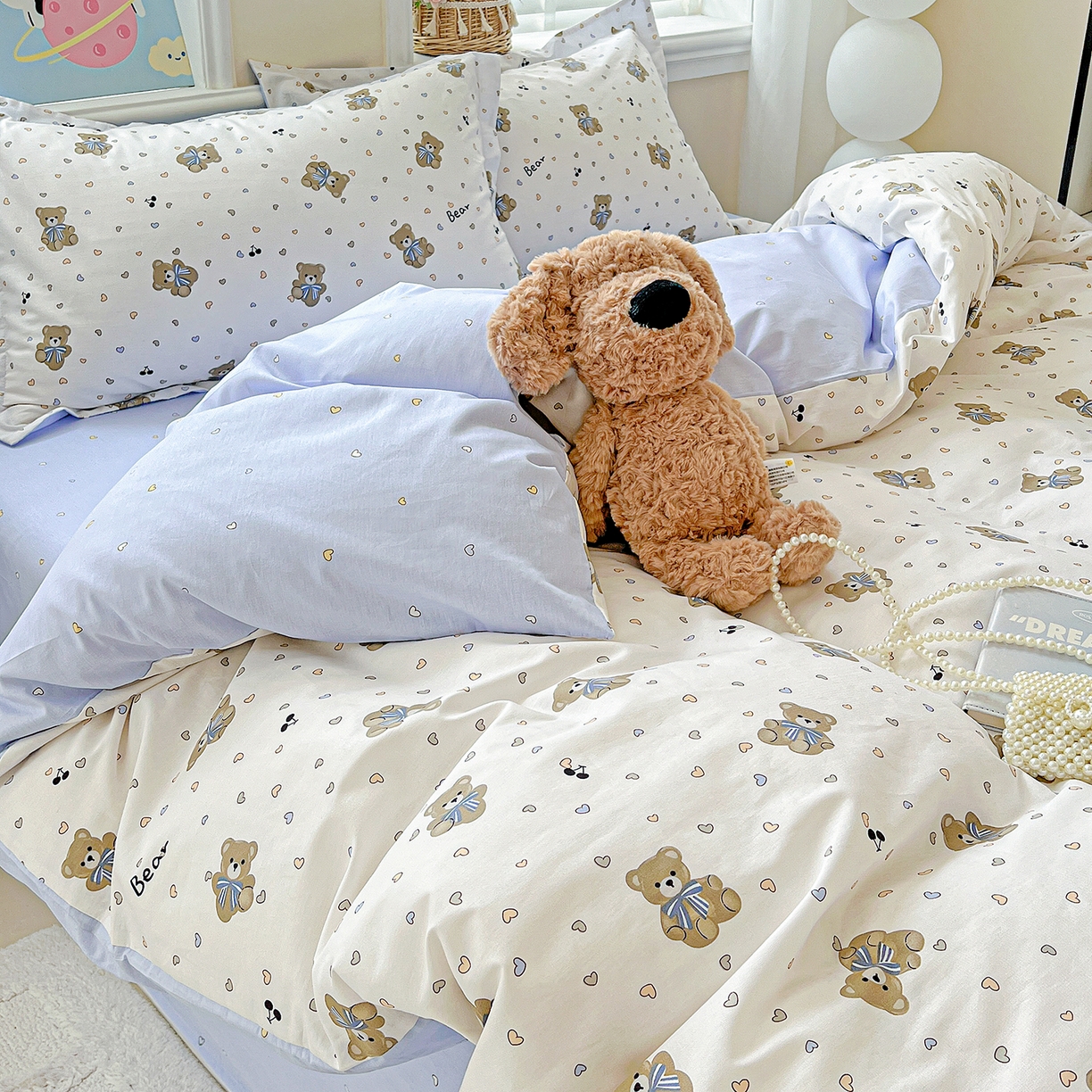 91家纺网 家纺一手货源 找家纺 恩泽2025全棉印花四件套 天使熊