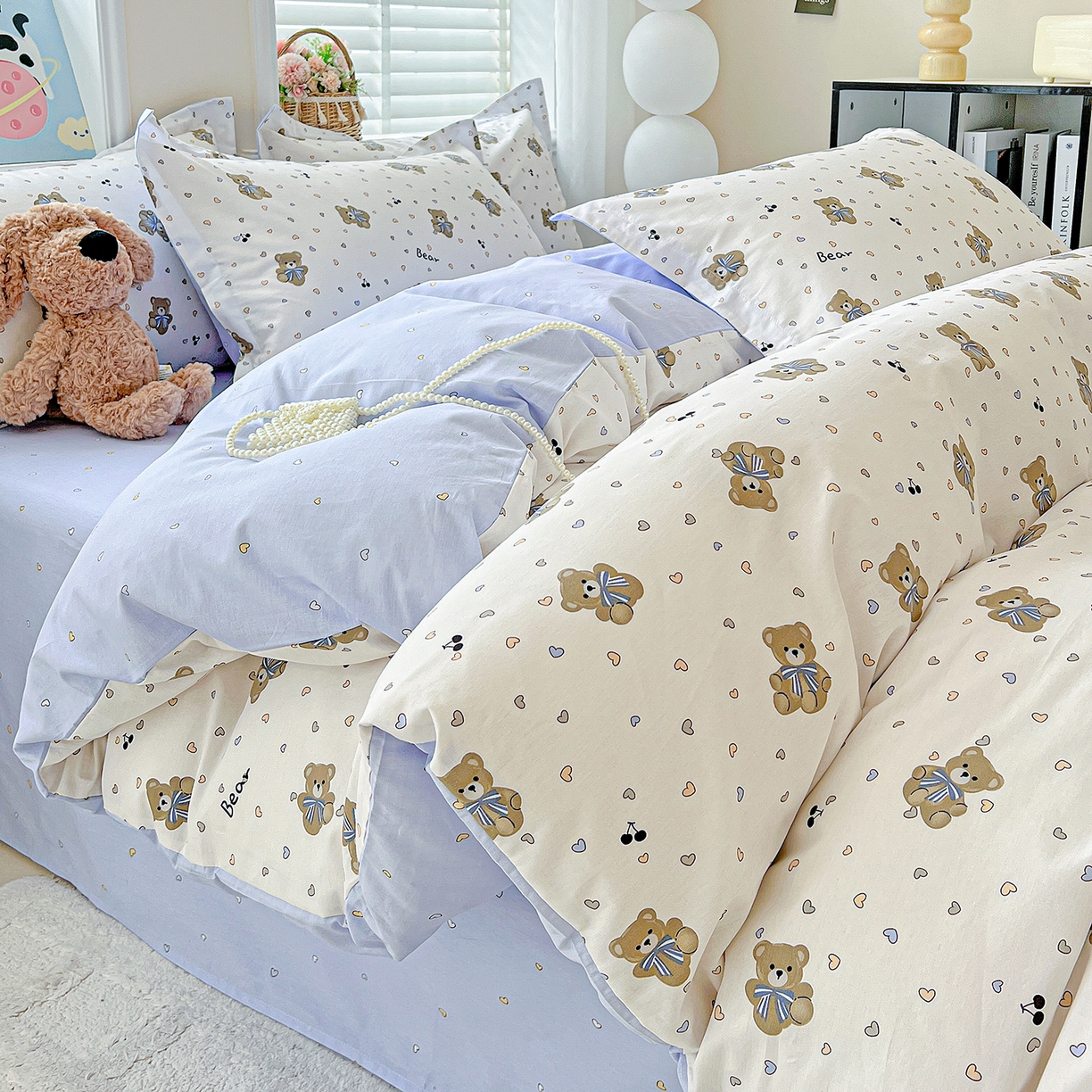 91家纺网 家纺一手货源 找家纺 恩泽2025全棉印花四件套 天使熊