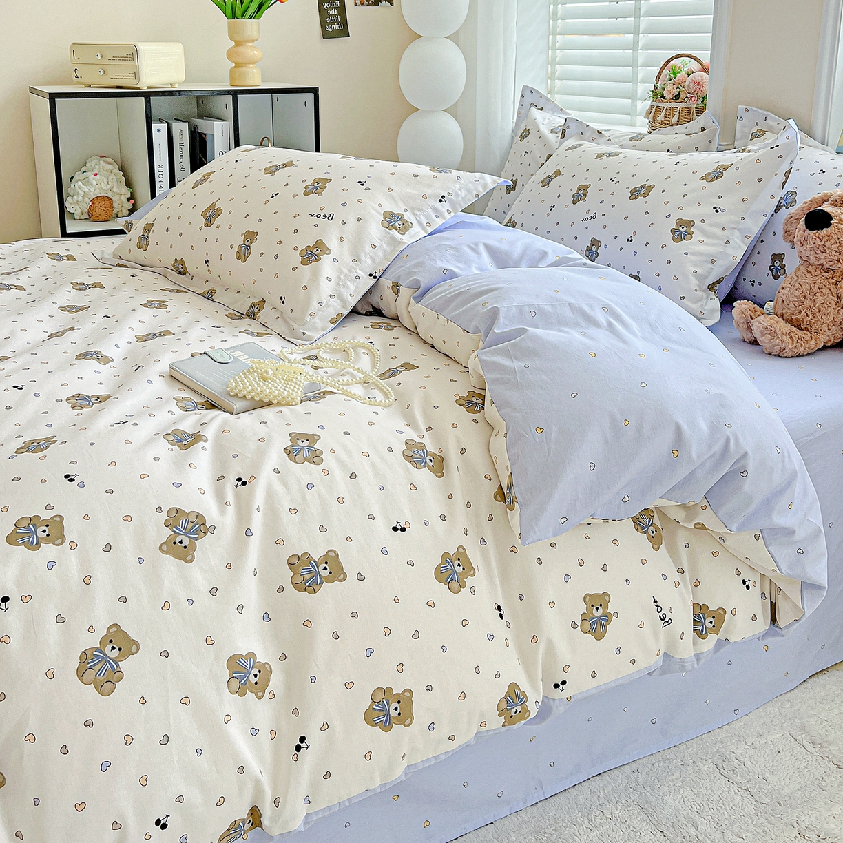 91家纺网 家纺一手货源 找家纺 恩泽2025全棉印花四件套 天使熊