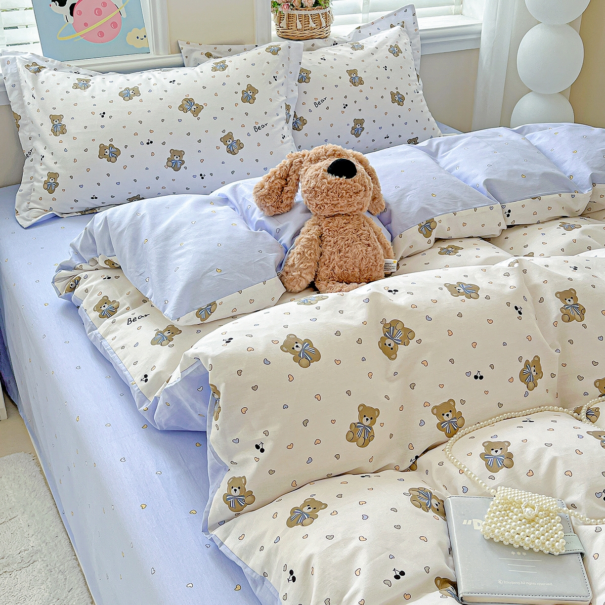 91家纺网 家纺一手货源 找家纺 恩泽2025全棉印花四件套 天使熊