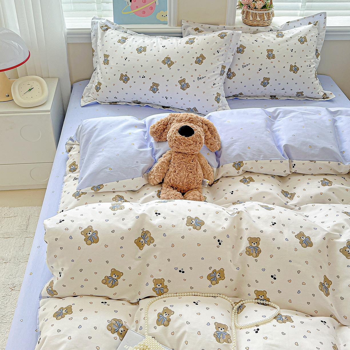 91家纺网 家纺一手货源 找家纺 恩泽2025全棉印花四件套 天使熊