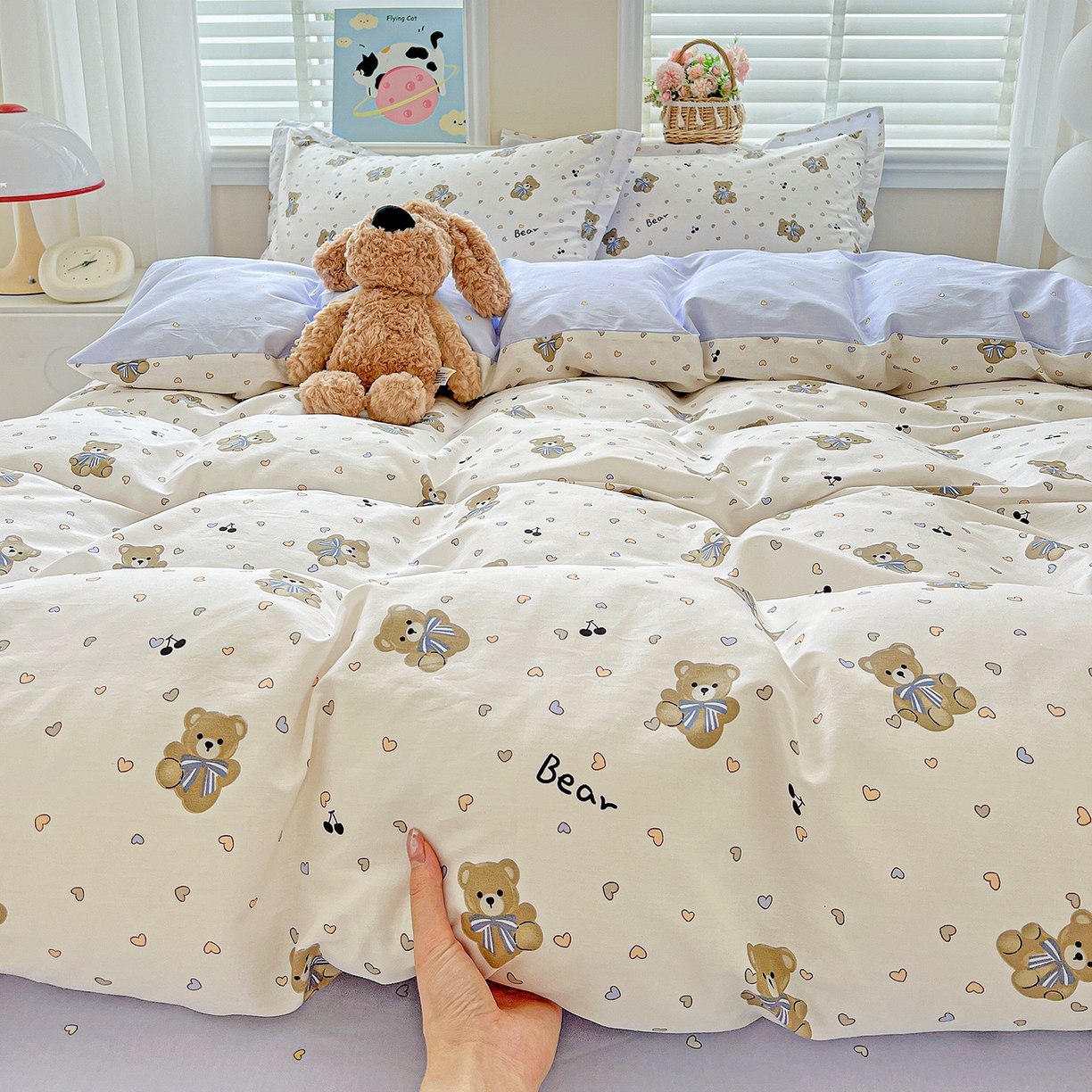 91家纺网 家纺一手货源 找家纺 恩泽2025全棉印花四件套 天使熊