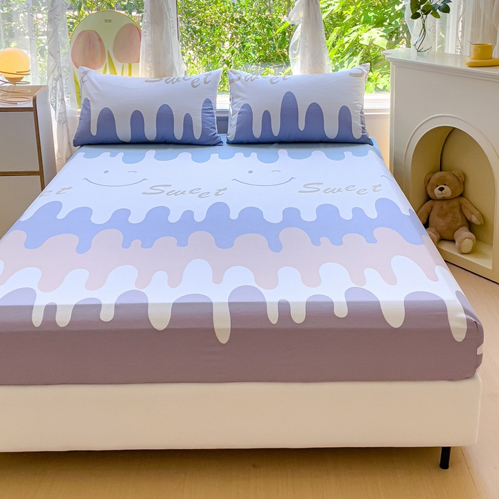 91家纺网 家纺一手货源 找家纺 金鑫汇家纺 2025新款13070全棉好卖花型套件系列-单床笠 奶油粉