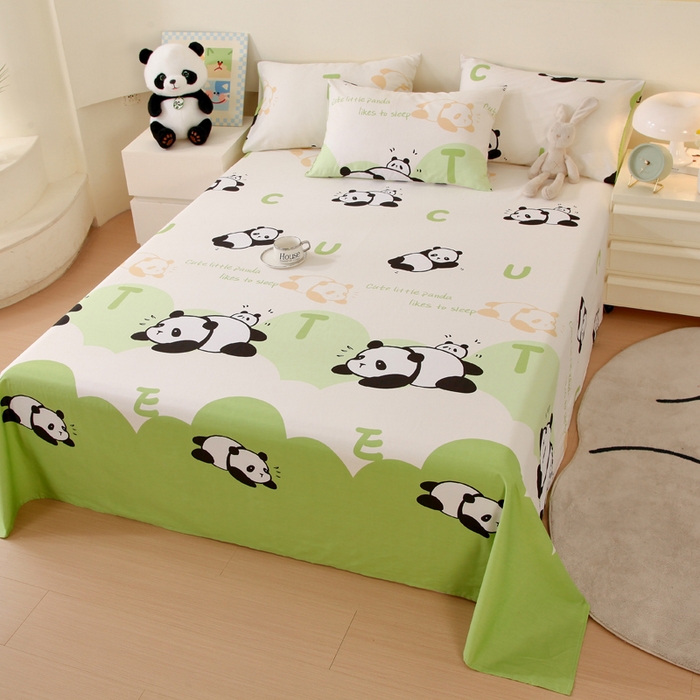 91家纺网 家纺一手货源 找家纺 金鑫汇家纺 2025新款13070全棉好卖花型套件系列-单床单（花型更好卖，面料更厚实，退货率低） 可爱熊猫