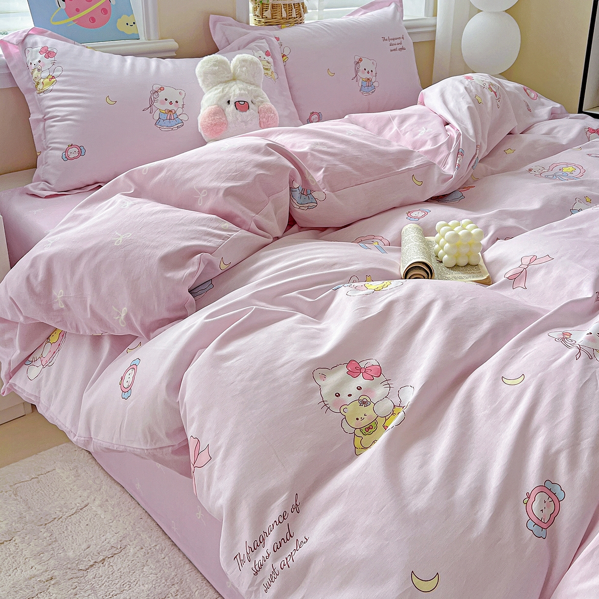 91家纺网 家纺一手货源 找家纺 恩泽2025全棉印花四件套 甜心玩伴