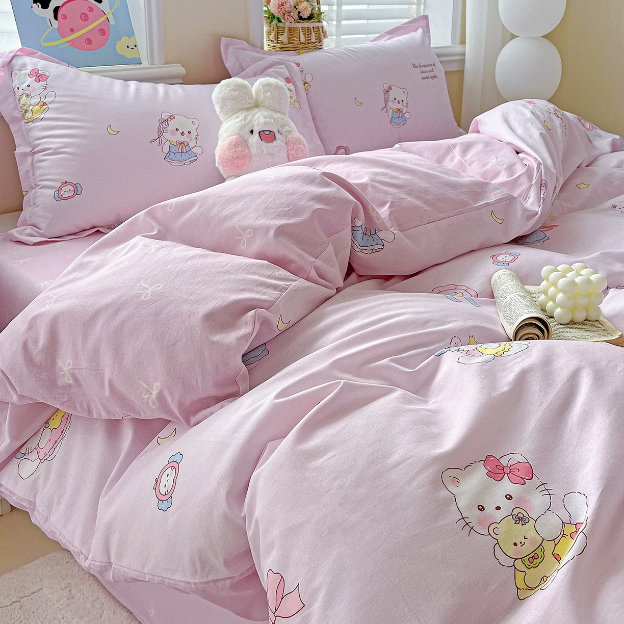 91家纺网 家纺一手货源 找家纺 恩泽2025全棉印花四件套 甜心玩伴