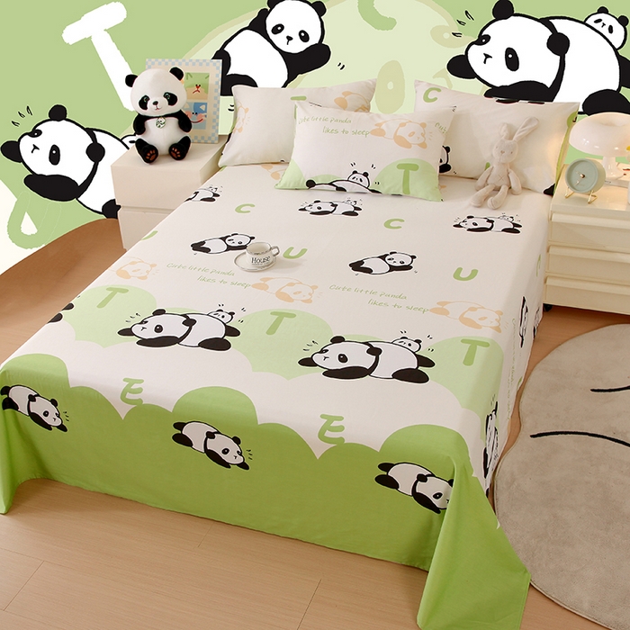 91家纺网 家纺一手货源 找家纺 金鑫汇家纺 2025新款13070全棉好卖花型套件系列-单床单（花型更好卖，面料更厚实，退货率低） 可爱熊猫