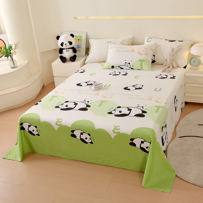 91家纺网 家纺一手货源 找家纺 金鑫汇家纺 2025新款13070全棉好卖花型套件系列-单床单（花型更好卖，面料更厚实，退货率低） 可爱熊猫