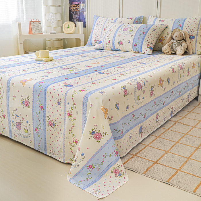 91家纺网 家纺一手货源 找家纺 金鑫汇家纺 2025新款13070全棉好卖花型套件系列-单床单（花型更好卖，面料更厚实，退货率低） 快乐萌兔