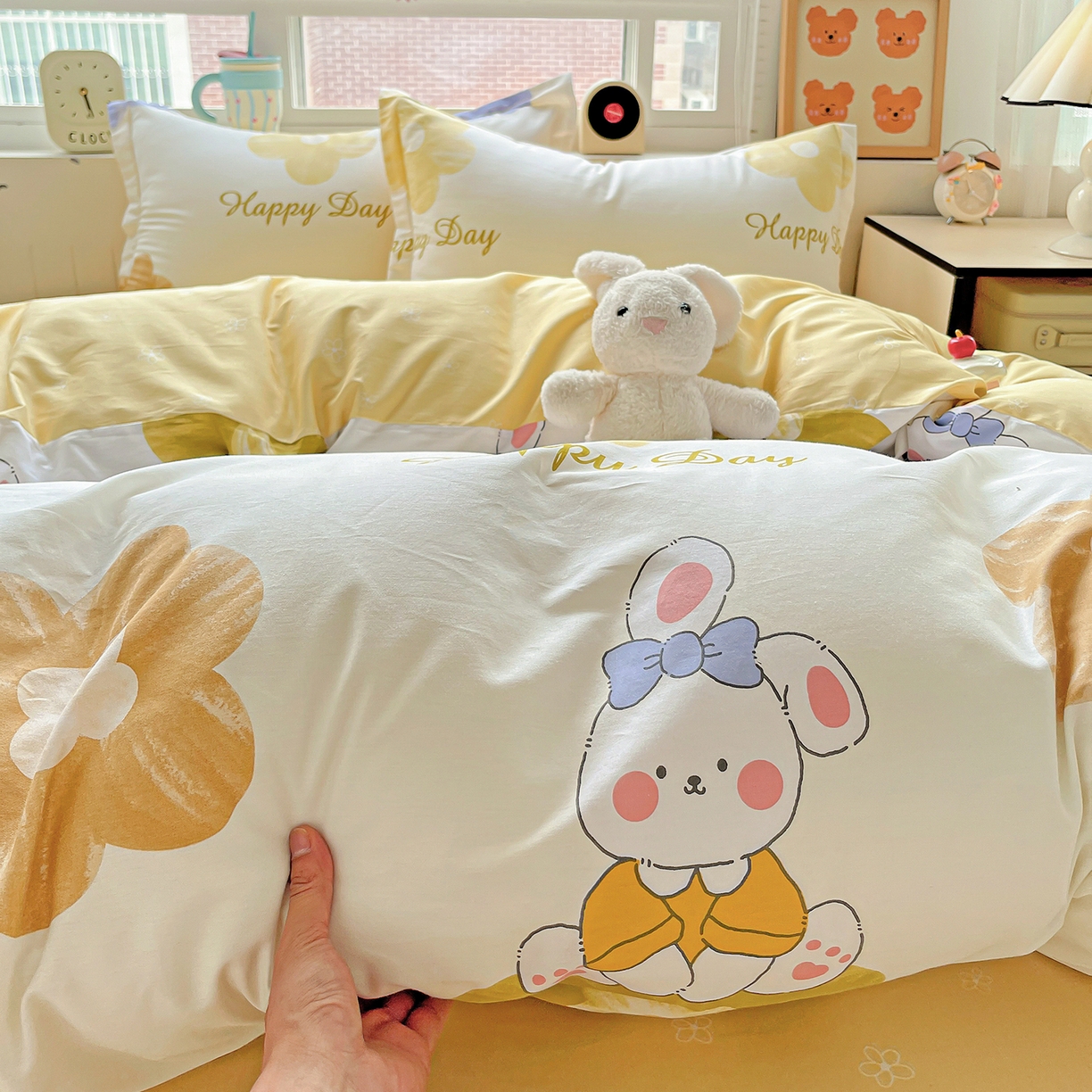 91家纺网 家纺一手货源 找家纺 恩泽2025全棉印花四件套 小兔花