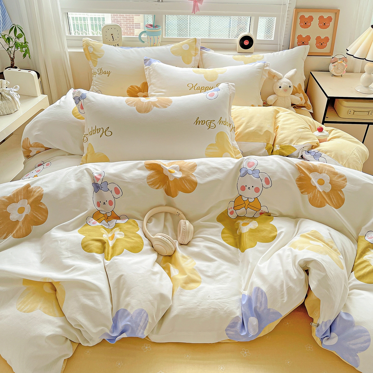 91家纺网 家纺一手货源 找家纺 恩泽2025全棉印花四件套 小兔花