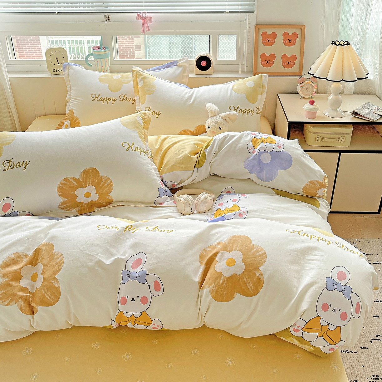 91家纺网 家纺一手货源 找家纺 恩泽2025全棉印花四件套 小兔花