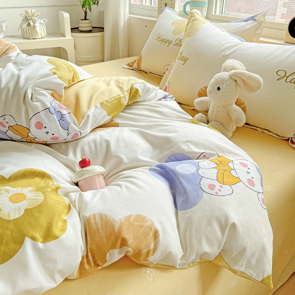 91家纺网 家纺一手货源 找家纺 恩泽2025全棉印花四件套 小兔花