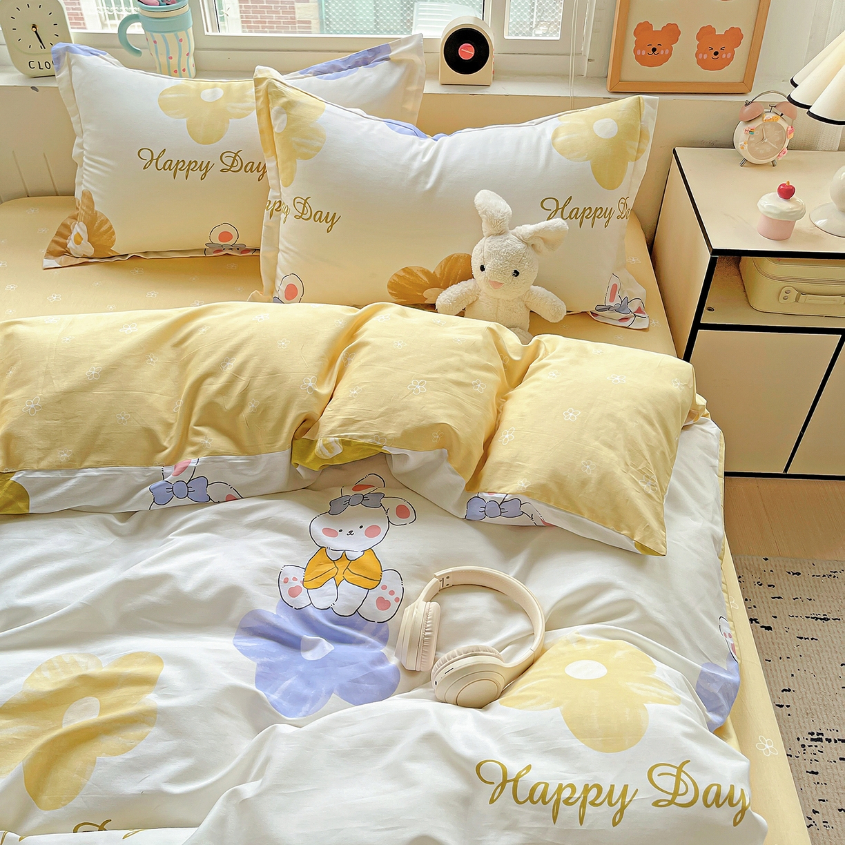 91家纺网 家纺一手货源 找家纺 恩泽2025全棉印花四件套 小兔花