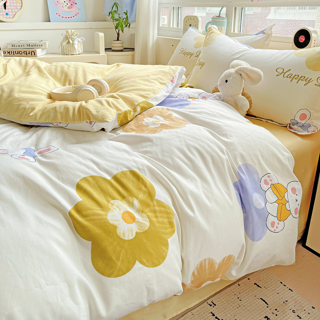 91家纺网 家纺一手货源 找家纺 恩泽2025全棉印花四件套 小兔花