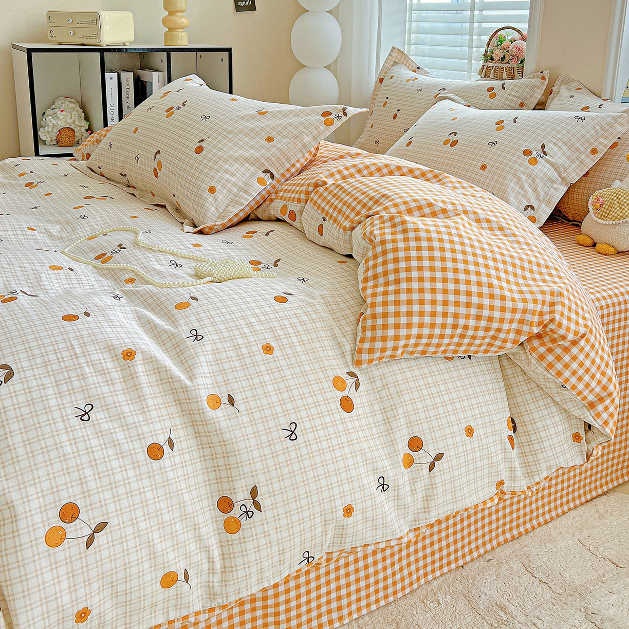 91家纺网 家纺一手货源 找家纺 恩泽2025全棉印花四件套 樱桃