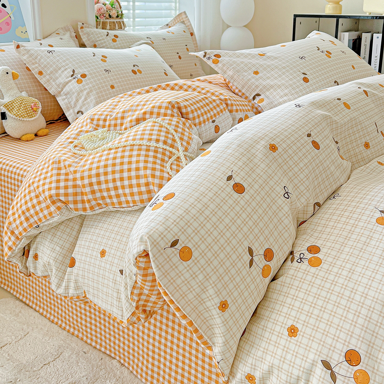 91家纺网 家纺一手货源 找家纺 恩泽2025全棉印花四件套 樱桃