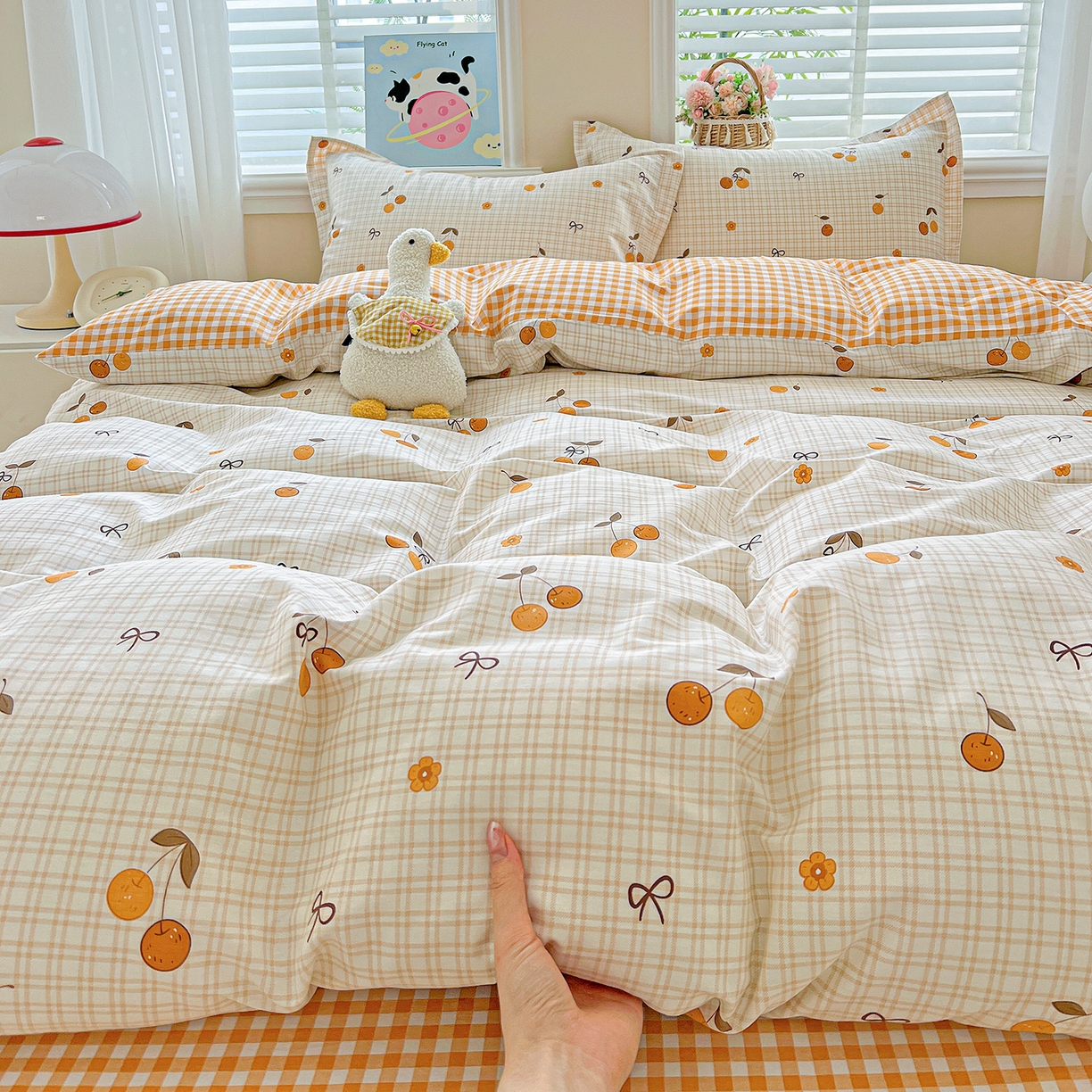 91家纺网 家纺一手货源 找家纺 恩泽2025全棉印花四件套 樱桃