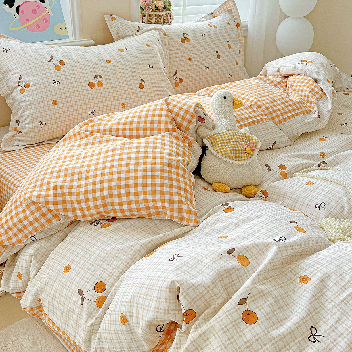 91家纺网 家纺一手货源 找家纺 恩泽2025全棉印花四件套 樱桃