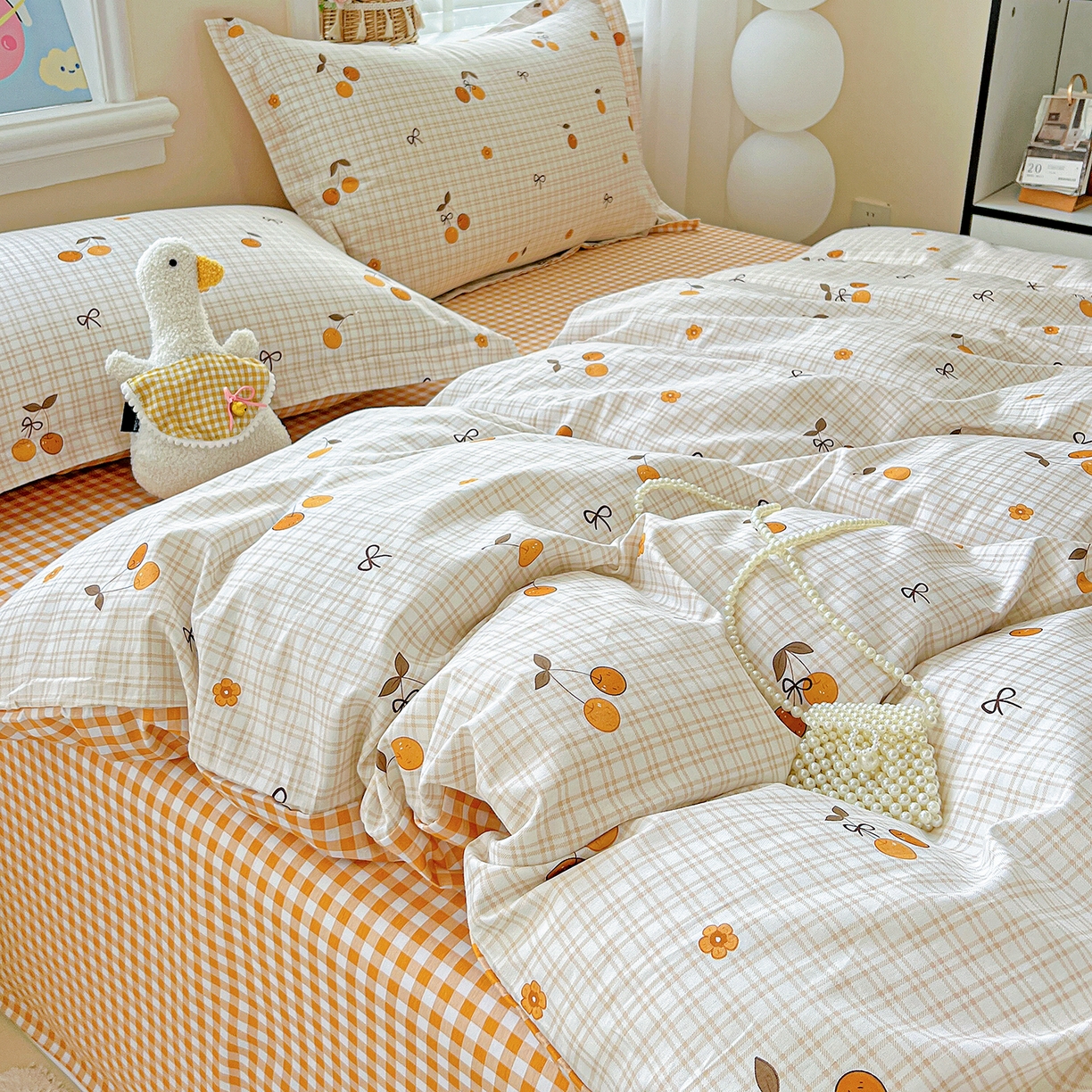 91家纺网 家纺一手货源 找家纺 恩泽2025全棉印花四件套 樱桃