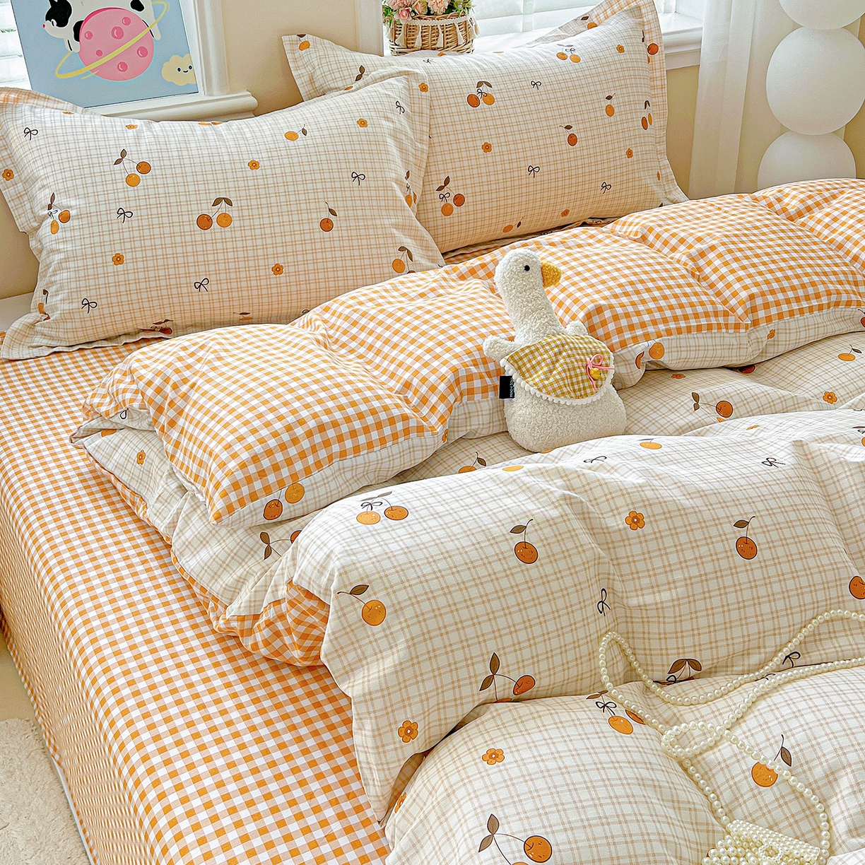 91家纺网 家纺一手货源 找家纺 恩泽2025全棉印花四件套 樱桃