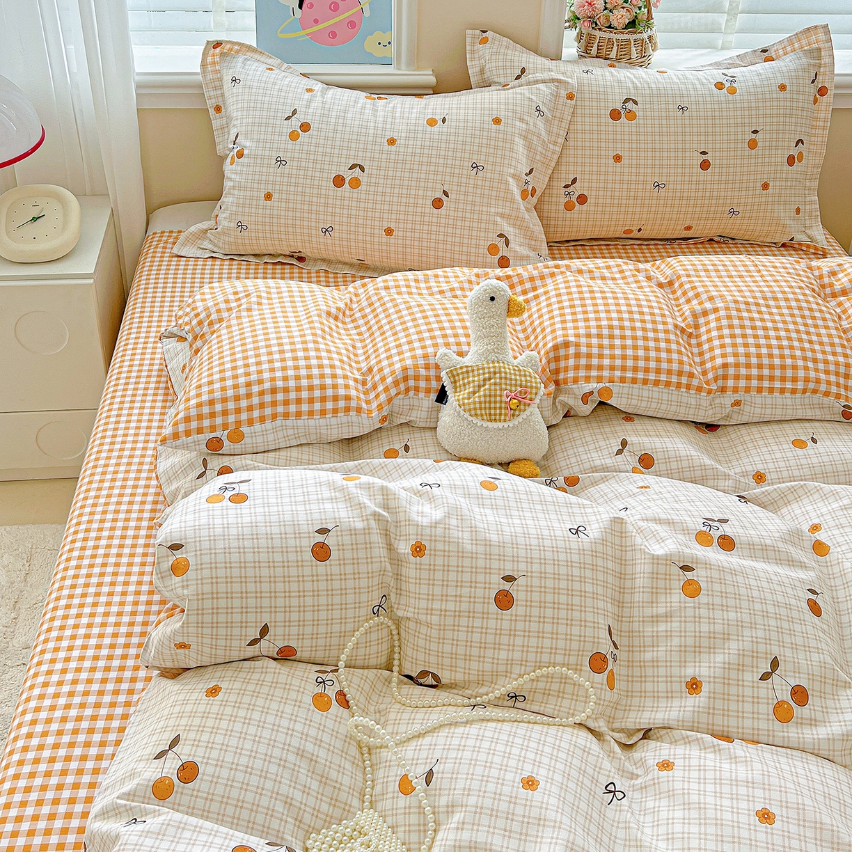 91家纺网 家纺一手货源 找家纺 恩泽2025全棉印花四件套 樱桃