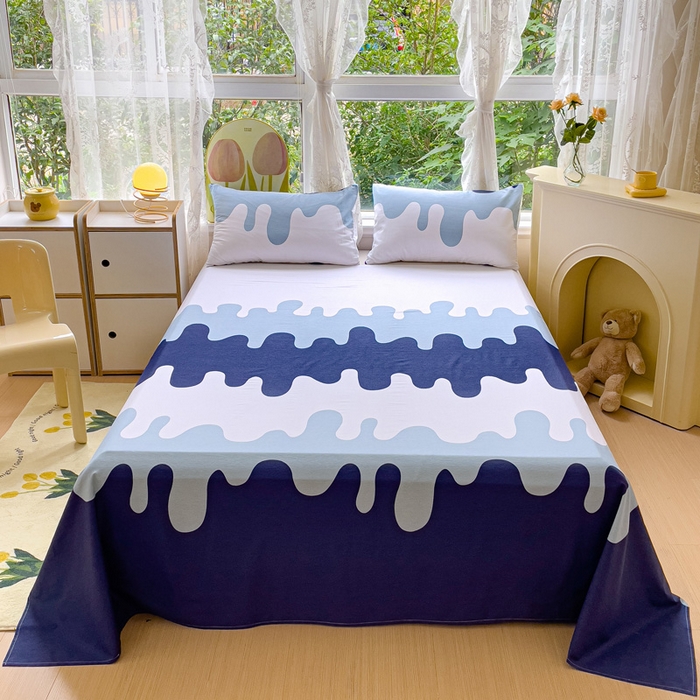 金鑫汇家纺 2025新款13070全棉好卖花型套件系列-单床单（花型更好卖，面料更厚实，退货率低） 奶油蓝