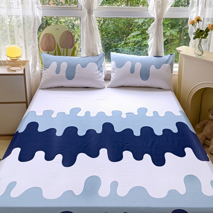 91家纺网 家纺一手货源 找家纺 金鑫汇家纺 2025新款13070全棉好卖花型套件系列-单床单（花型更好卖，面料更厚实，退货率低） 奶油蓝