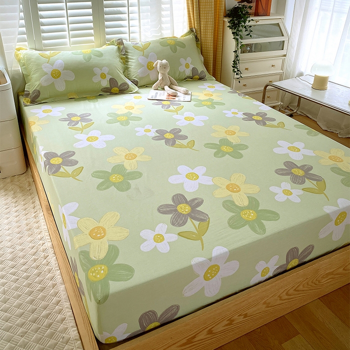 91家纺网 家纺一手货源 找家纺 金鑫汇家纺 2025新款13070全棉好卖花型套件系列-单床笠 五彩缤纷