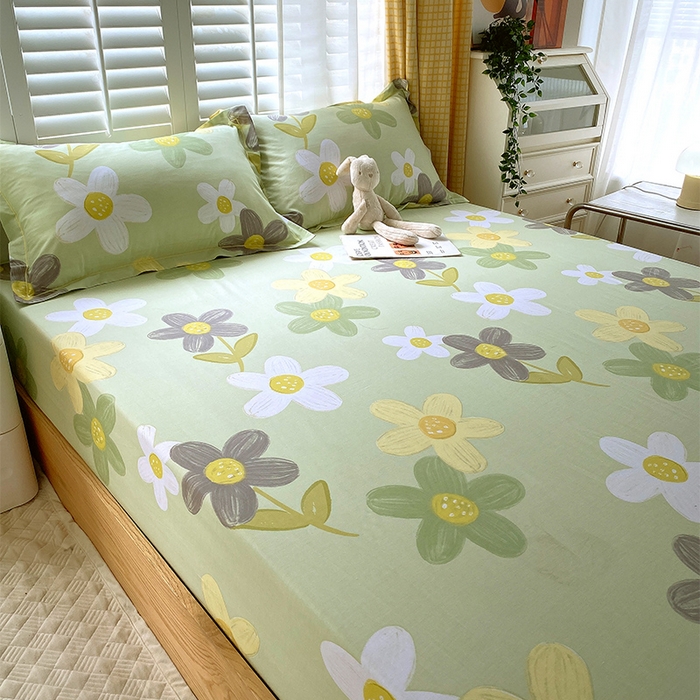 91家纺网 家纺一手货源 找家纺 金鑫汇家纺 2025新款13070全棉好卖花型套件系列-单床笠 五彩缤纷