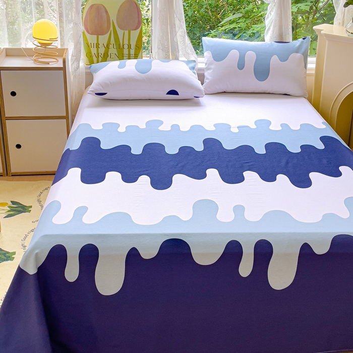 91家纺网 家纺一手货源 找家纺 金鑫汇家纺 2025新款13070全棉好卖花型套件系列-单床单（花型更好卖，面料更厚实，退货率低） 奶油蓝