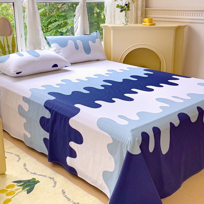 91家纺网 家纺一手货源 找家纺 金鑫汇家纺 2025新款13070全棉好卖花型套件系列-单床单（花型更好卖，面料更厚实，退货率低） 奶油蓝