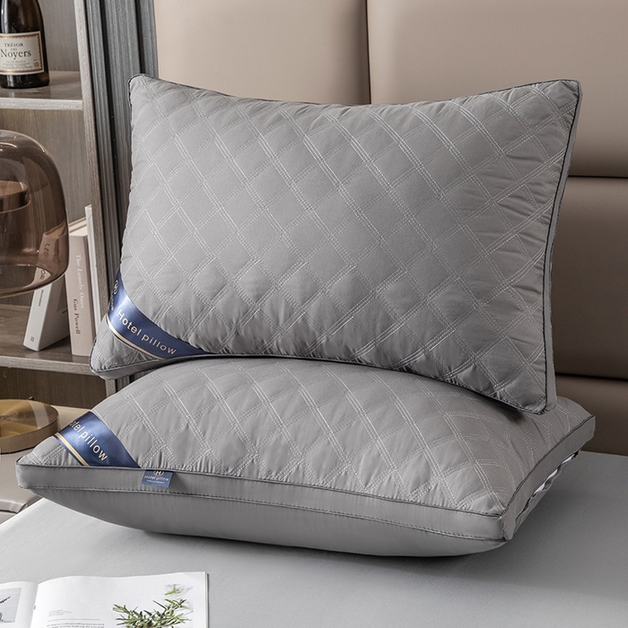 91家纺网 家纺一手货源 找家纺 雅晨枕芯 2025新款三格线亲肤羽丝棉酒店枕枕头枕芯 三线格立体枕-灰色 48x74cm中枕/只 800g