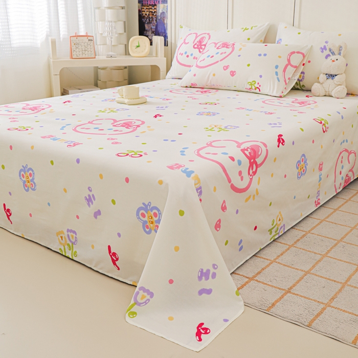 91家纺网 家纺一手货源 找家纺 金鑫汇家纺 2025新款13070全棉好卖花型套件系列-单床单（花型更好卖，面料更厚实，退货率低） 奇趣小兔