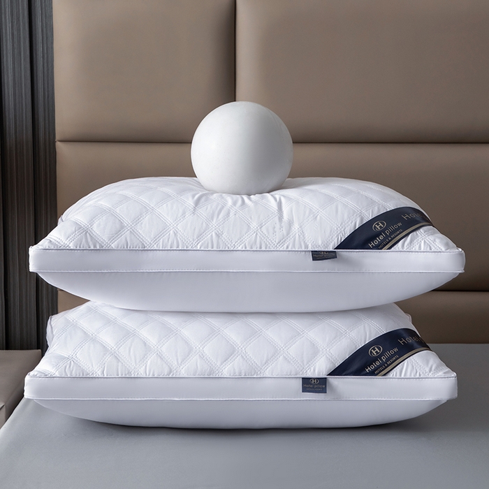 91家纺网 家纺一手货源 找家纺 雅晨枕芯 2025新款三格线亲肤羽丝棉酒店枕枕头枕芯 三线格立体枕-白色 48x74cm中枕/只 800g