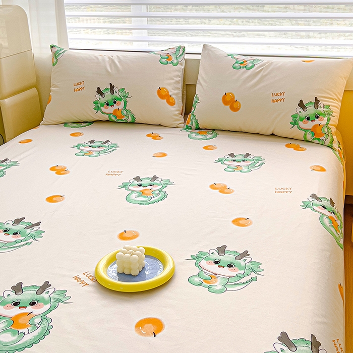 91家纺网 家纺一手货源 找家纺 金鑫汇家纺 2025新款13070全棉好卖花型套件系列-单床笠 小青龙