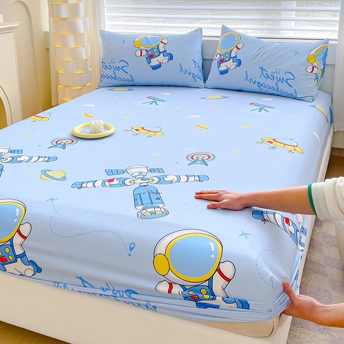 91家纺网 家纺一手货源 找家纺 金鑫汇家纺 2025新款13070全棉好卖花型套件系列-单床笠 宇宙奥秘