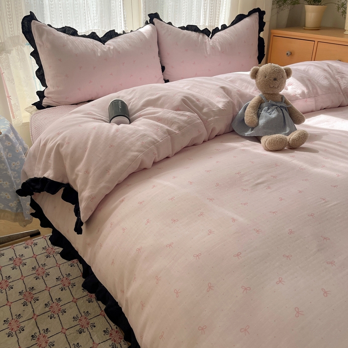 91家纺网 家纺一手货源 找家纺 （总）繁花家居 2025新款韩式水洗棉床盖四件套直播爆款